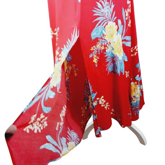 Leith, Red Floral Maxi Dress, Size Small, Short Sleeve, Cottage Core, Vacation, - Picture 9 of 15